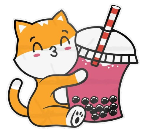 cat chilling while drinking smoothie